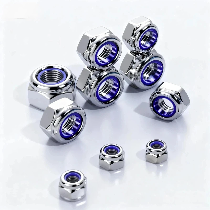 142pcs DIN985 나일론 인서트 잠금 너트 키트 M3-M12 304 스테인레스 스틸 육각 나일록 너트 모듬 세트 미끄럼 방지 패스너 하드웨어
