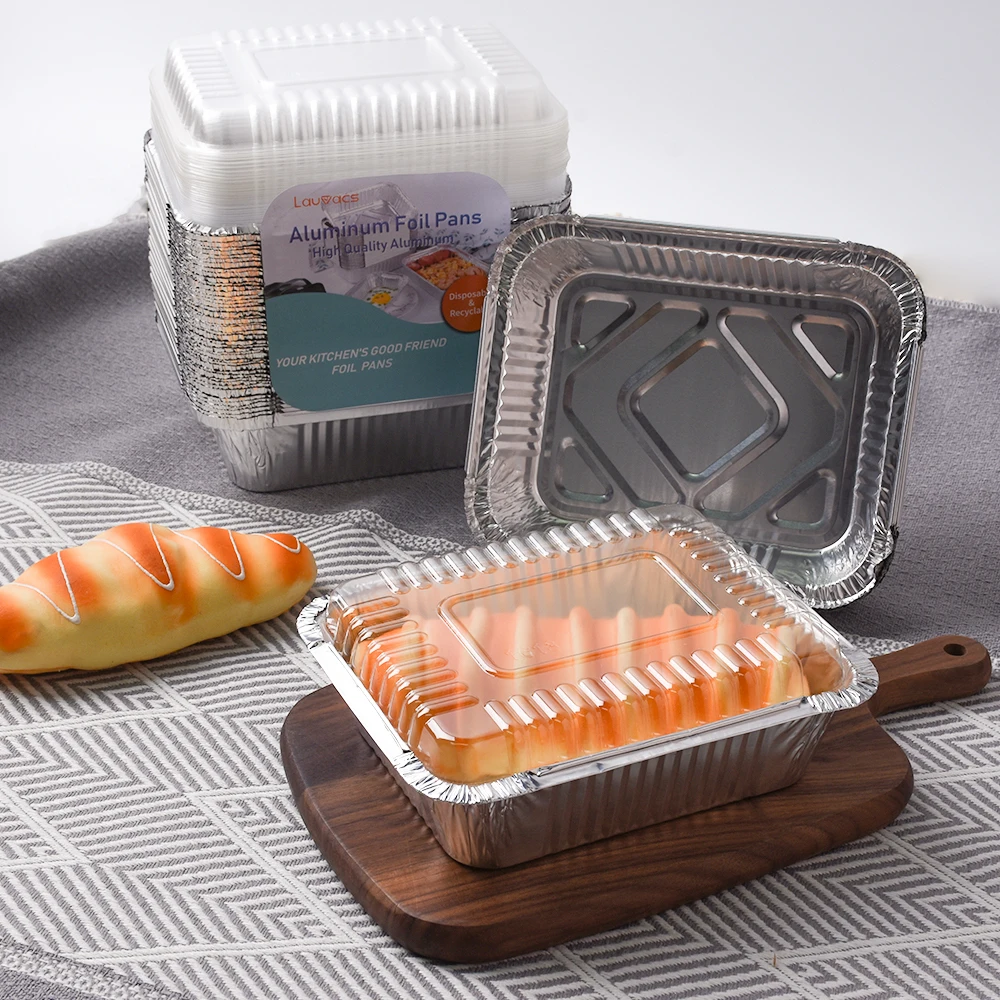 Disposable Aluminum Foil Food Trays Container Pans with Lids for Food