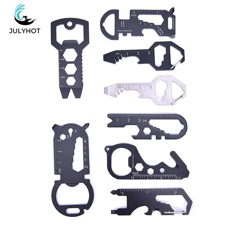 

Outdoor Multitools EDC Stainless Steel Keychain Survival Gear Gadget Bottle Opener Multi Pocket Tool Pendant Keyring 1pc