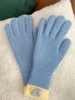 Warm Knitted Woolen Blue Gloves for Women Winter Outdoor Travel Touchscreen ible Fingerl Mittens for Couples