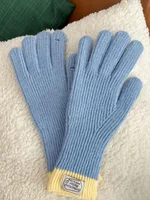 Warm Knitted Woolen Blue Gloves for Women Winter Outdoor Travel Touchscreen ible Fingerl Mittens for Couples