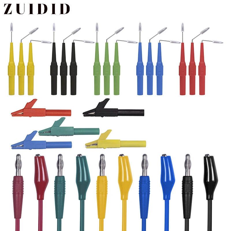 Multimeter Test Leads Alligator Clip To 4mm Banana Plug Probe Back