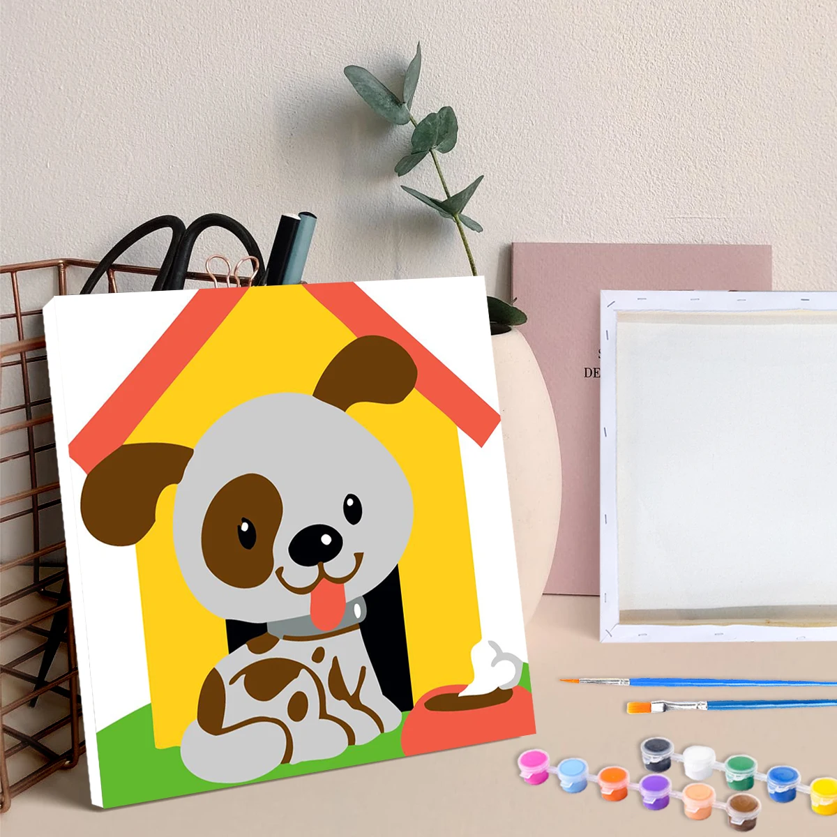 RUOPOTY  Paint By Numbers For Adults  Cartoon Animals Dog Easy To Paint On Canvas Acrylic Crafts Picture For Diy Gift  With Fram
