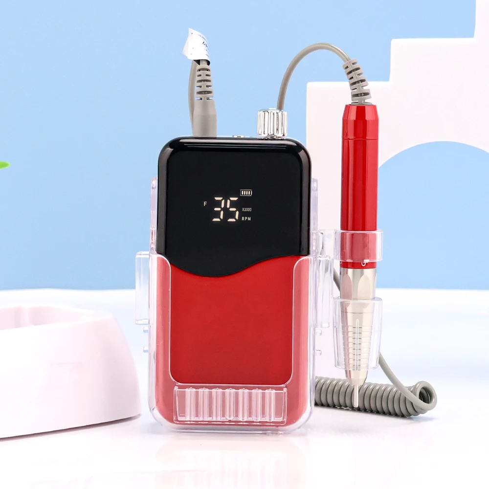 Brushless Professional 2 IN 1 Hybrid 35000RPM Portable Desktop E File Cordless Rechargeable Manicure Electric Nail Drill Machine 2