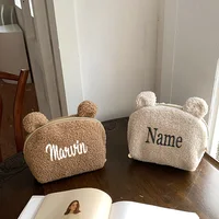 Portable Shell Makeup Bag Storage Bag Cute Plush Makeup Bag Customized Name Handheld Bag with Hand Gift Gift 1