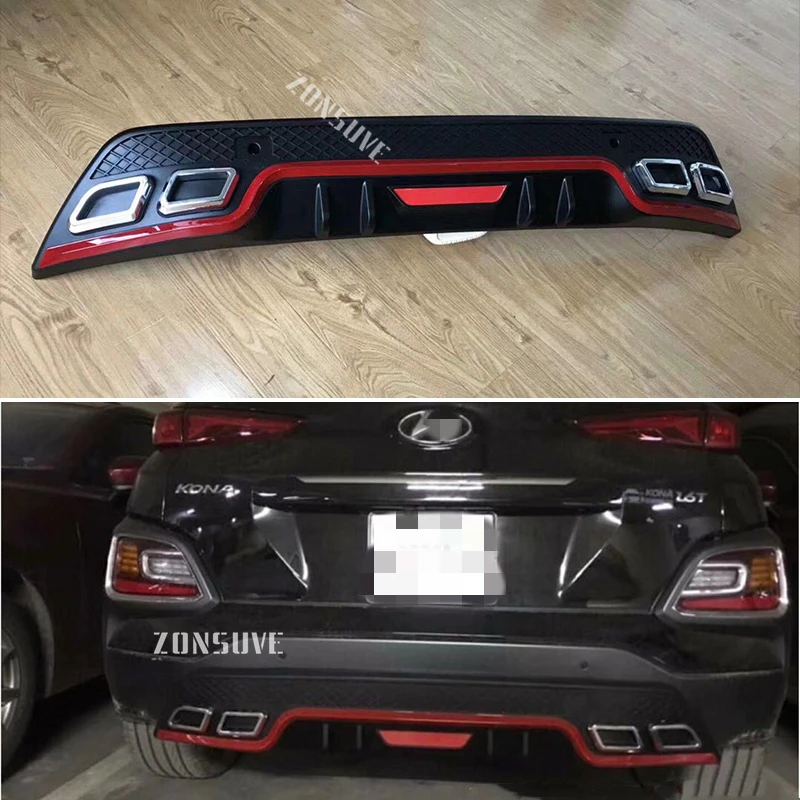 For Hyundai Kona Rear Bumper Diffuser Spoiler Lip Protector Splitter ...