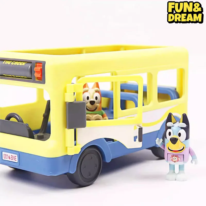 The Bluey Family And Friends Cute Bluey Dolls Movable Table Ornaments Children'S Toys School Bus Ornaments Birthday Present 2