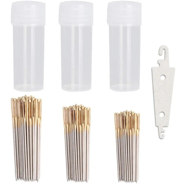 60pcs Stainless Steel Needle Threader Embroidery Cross Stitch  Needle-Threading Sewing Needlework DIY Tool for Large Eye Needles