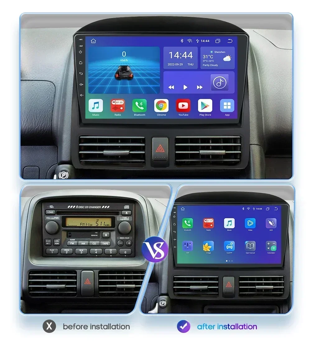Hizpo 2din ȵ̵ ڵ  ȥ CR-V 2 CRV 2002-2006  Ƽ̵ 7862  ÷̾ Carplay GPS 2 Din ׷  