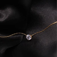 Stainless Steel Gold Plated Dainty Minimalist Zircon Charm Anti Tarnish Chain Round Clear Cz Stone Necklace for Women Jewelry 2