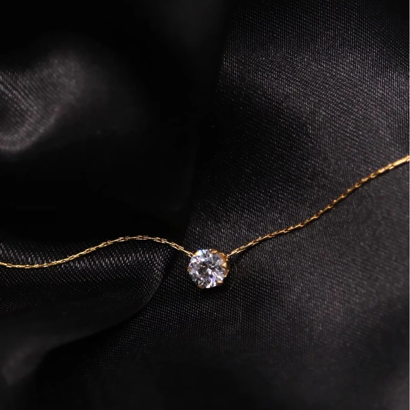 Stainless Steel Gold Plated Dainty Minimalist Zircon Charm