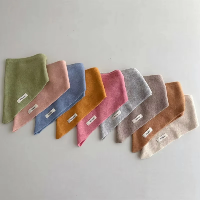 Baby Scarf Wool Scarf Winter Wool Baby Scarf Warm Cashmere Triangle Neckerchief Shawl Solid Color Kids Boys Girls Drool Saliva Towels