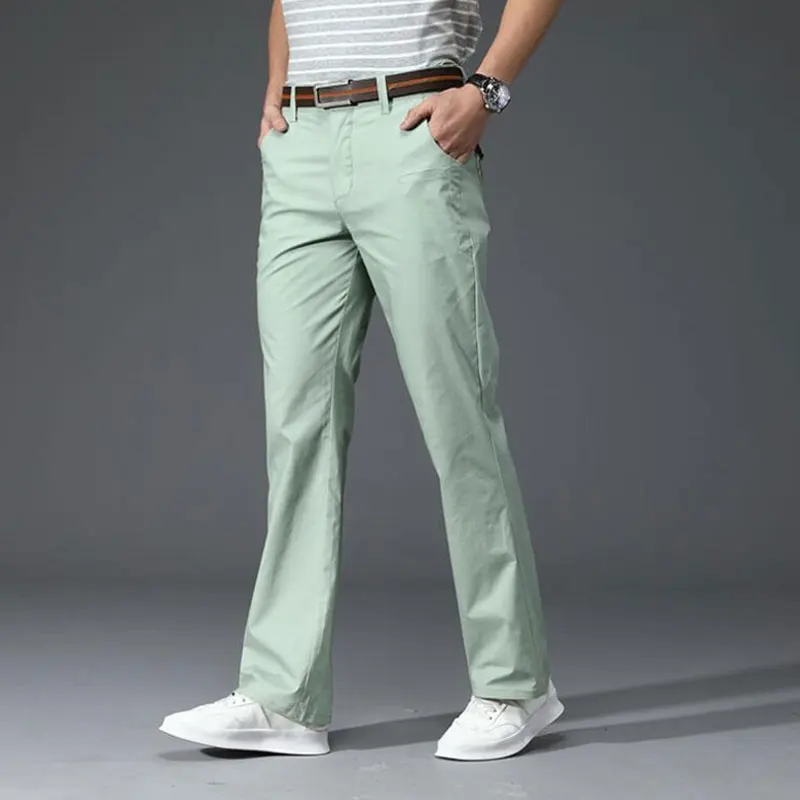 Men's Casual Pants Men's Thin Micro-Flared Casual Pants Korean Elastic Slim-Fit Flared