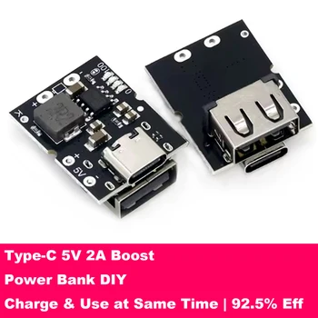 Type-C USB Boost Converter Module 5V 2A Step-Up with Charging Protection Board for 3.7V 4.2V Li-ion Battery DIY Power Bank PCB 1