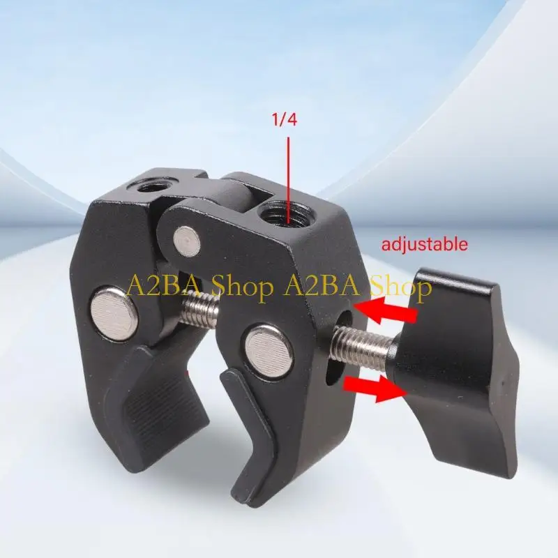 DSLR 카메라 모니터 용 1/4 인치 3/8 인치 나사 구멍이있는 A2BA 금속 슈퍼 클램프 암 클램프 LED 라이트 마이크 액세서리