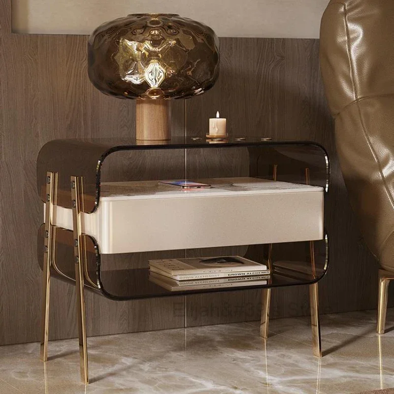 

Creative Table Nightstands Simple Acrylic Night Modern Stands Solid Wood Nightstands Storage Bedside Cabinet Bedroom Furniture