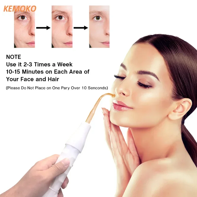 High Frequency Electrode Wand With 4 PCS Neon Electrotherapy Glass Tube Acne Spot Facial Skin Care Spa Violet Ray Wand Face Lift 4