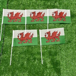 Welsh Hand Waving Flags with Plastic Pole for Sports and Home Decor - Multiple Pack Options (50 psc)