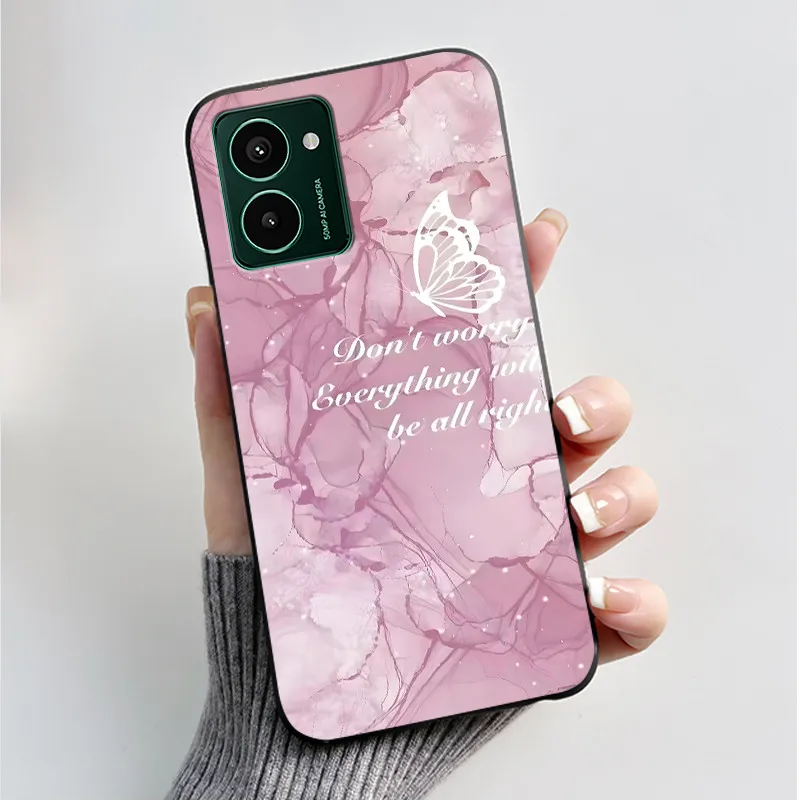 Luxury Fashion Butterfly Flower Painted Black Soft TPU Silicone Phone Case