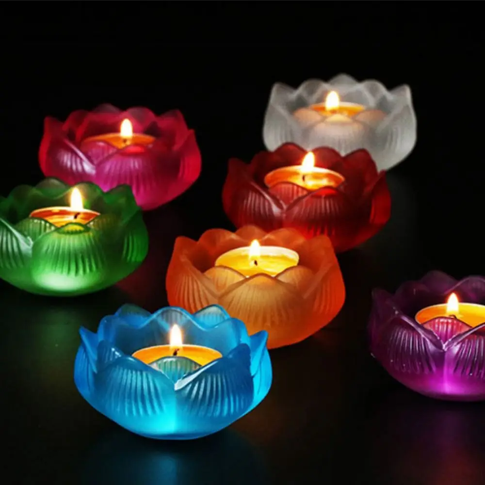 

Transparent Lotus Flower Candle Fragrant Candle Romantic Tea Light Holder Mini Tea Light Desktop Adornment Home