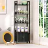 5 Tier Ladder Bookcase with Adjustable Shelves and Removable Fabric Drawer Living Room Bedroom Office Storage Organizer 2