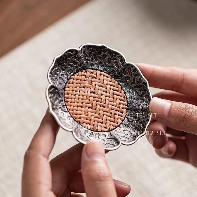 Alloy Rattan Coaster Chinese Style Heat Insulation Kung Fu Tea Ceremony Tea Mat Anti Slip and Heat-resistant Tea Set Accessories