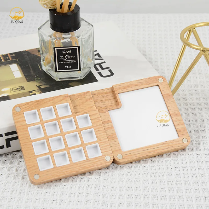Empty Wooden Watercolor Palette Portable Mini Travel Watercolor Acrylic Paint Box Square Tray Box Art Painting Supplies paint tray color palette watercolor palette