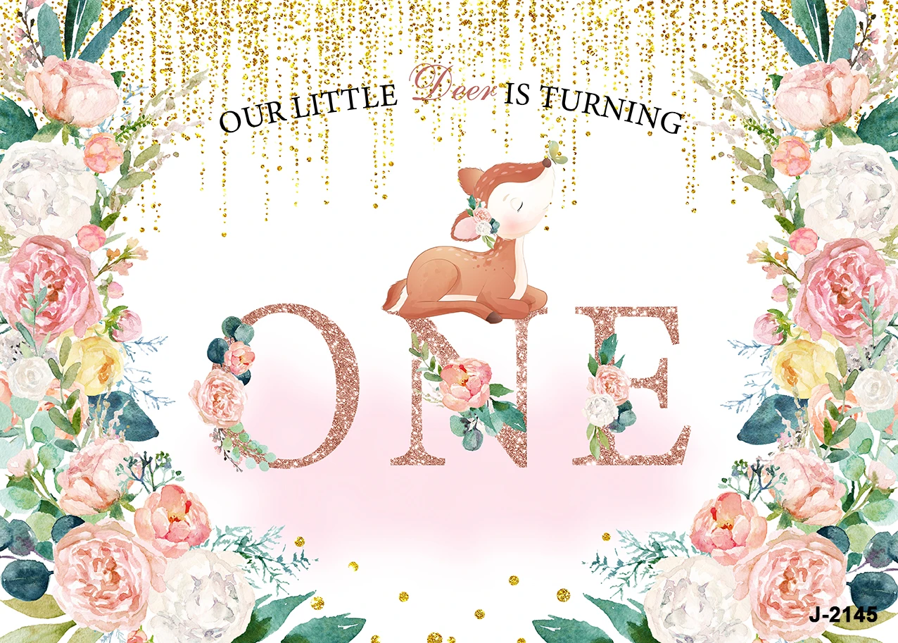 Bambi Deer Backdrop Kids Feliz Aniversário Wild One Party Animais da Selva Bela Cena Fotografia Fundo Decoração de Banner - Image 4