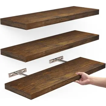 Wooden Wall Mounted Floating Shelves with Invisible Brackets 1