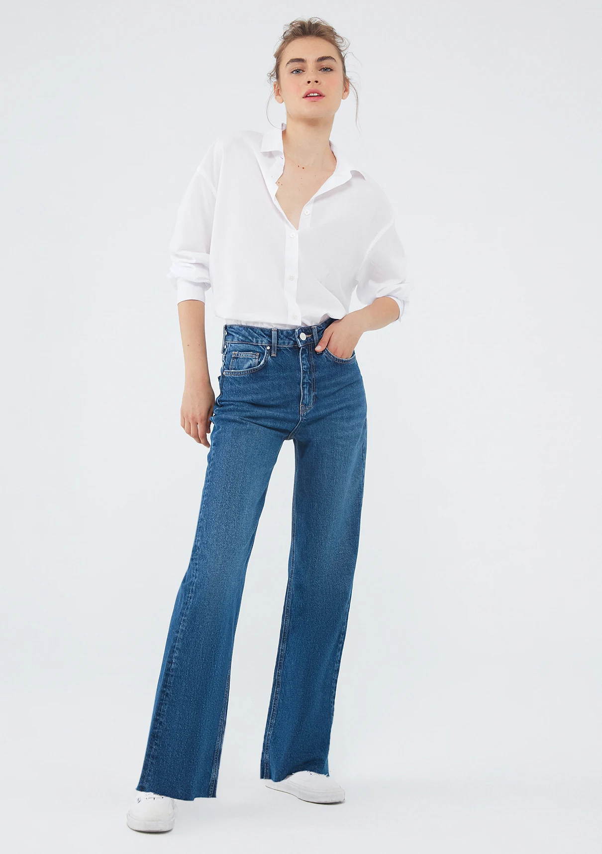 Mavi donna Victoria pantaloni Jean spazzolati scuri Jean High Rise gamba  larga Navy moda Casual Streetwear 101072 34910|Jeans| - AliExpress