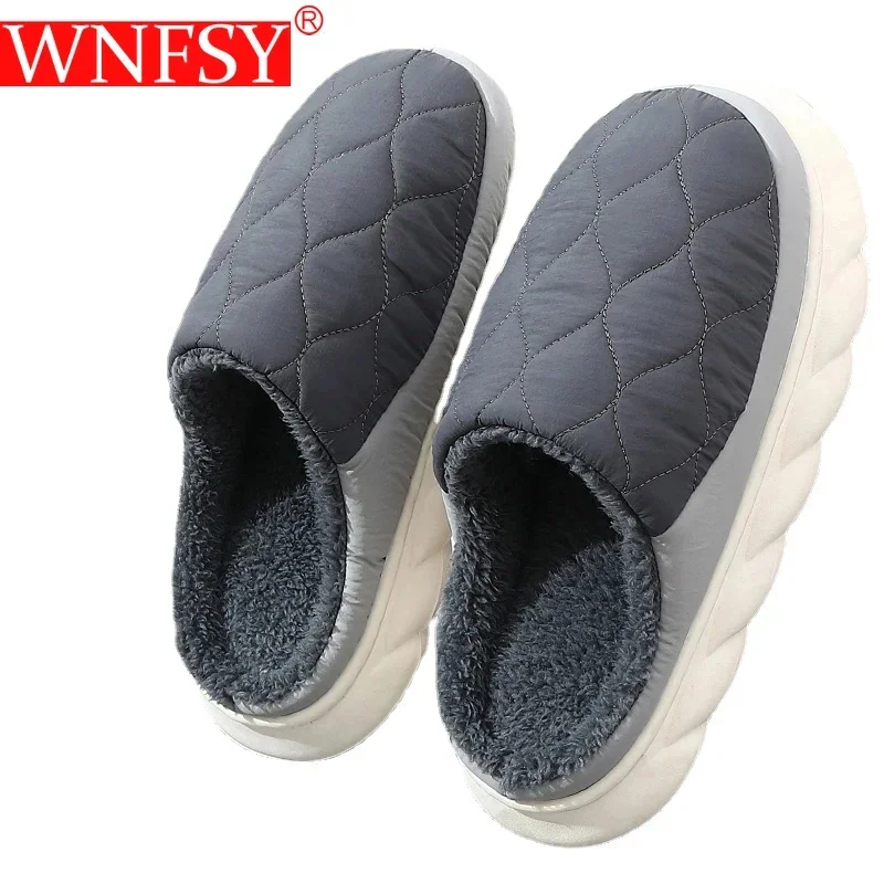 

Wnfsy мужские хлопковые тапочки, зимние теплые хлопковые туфли, меховые Легкие мужские толстые Нескользящие плюшевые Тапочки большого размера