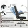 Office High Back PU Leather Executive Computer Desk Lumbar Support Flip up Armrest Gaming Rolling Chair with Wheels Black 4
