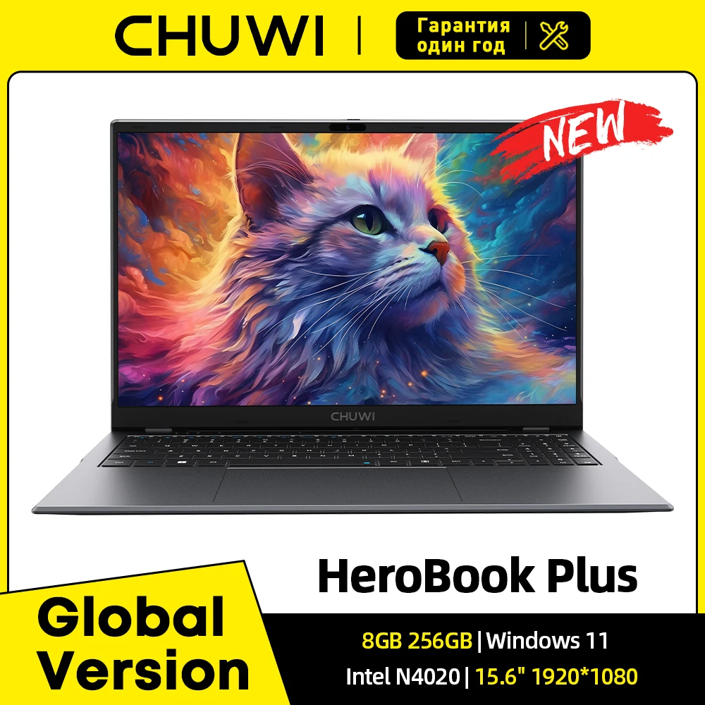 CHUWI 15.6" HeroBook Plus Laptop Intel N4020 8GB RAM 256GB SSD 1920*1080P Computer Windows 11 Full Layout Keyboard Laptop