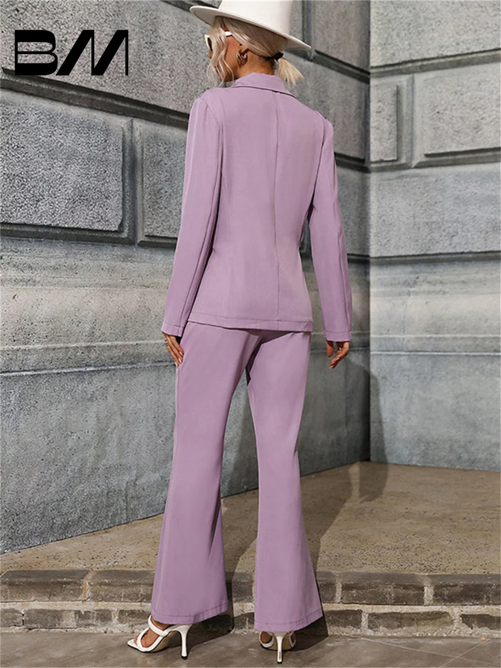 Super Long Purple  Newest Fashion Designer Suit Set Women's Lacing Belt Blazer Pleated Zip Pants 2pcs Suits Spring And Autumn