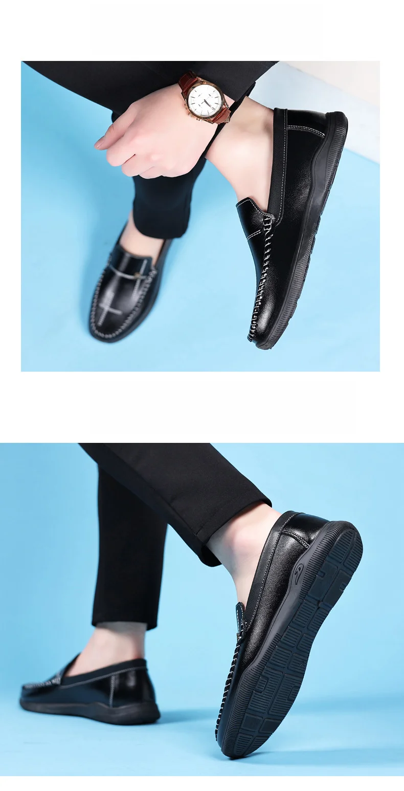 Herresko myk såle rund hode hånd slip-on loafers herre single sko casual lave topp_voghion.com