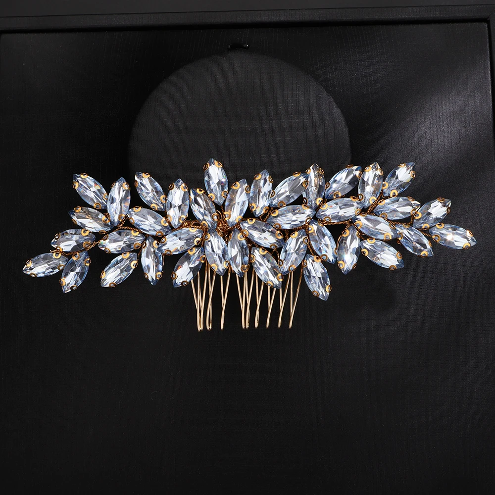 Sa8c5d7e888954e89a109f57fa0a29b72U Fashion Rhinestone Hair Comb for Bridal Headpiece 9 Color Wedding Hair Accessories Women Handmade Tiara Headdress Party Headwear Mallzona