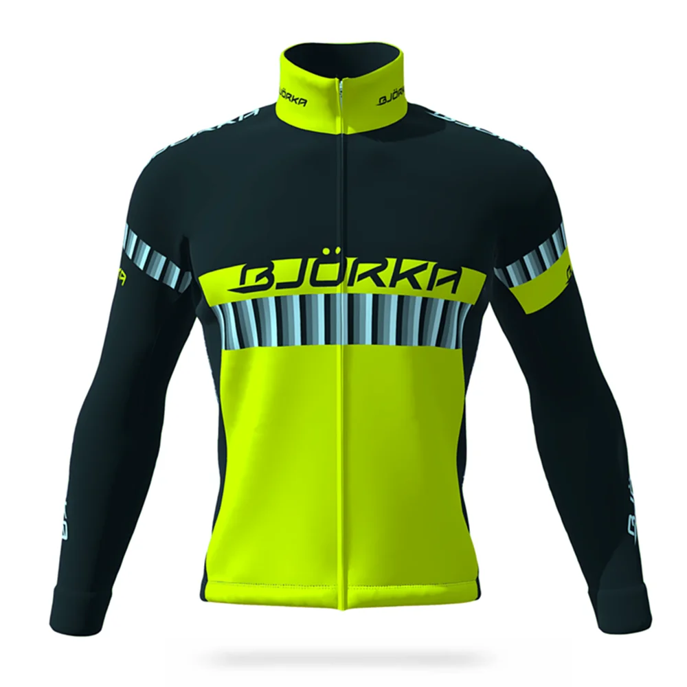Bjorka Men's Long Sleeve Thin Cycling Jackets Quick Dry Bicycle Jersey Uv Protection 3 Rear Pockets Ciclismo Mailllot
