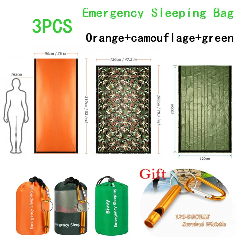 3pcs Emergency Sleeping Bag Thermal Bivvy Sack,lightweight Survival