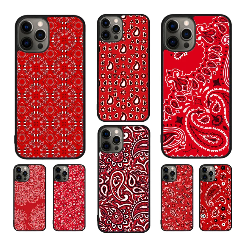 Cover Per Cellulare Red Bandana Paisley Per Iphone 15 14 12 13 Mini 11 Pro Max Xr Xs Apple 6 7 8 Plus Se2020 Coque