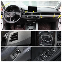Bouton de levage en Fiber de carbone pour Audi A4 B9 2016 – 2020, bouton de tête d'engrenage, interrupteur de coffre, garniture de couvercle de panneau d'air 