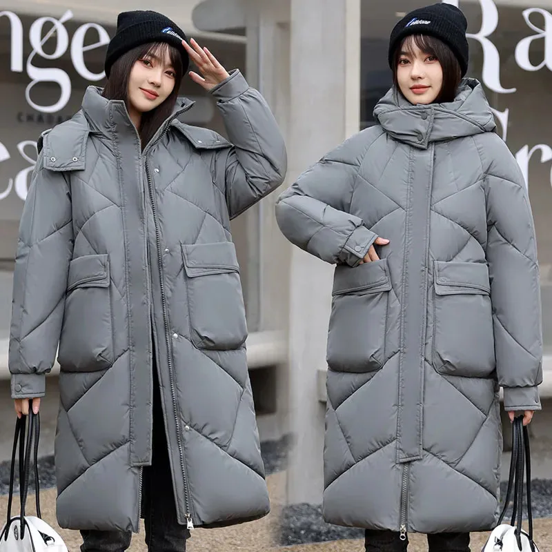 

New Winter Women's Oversized Down Cotton Coat Long Hooded Parker Overcoat Thick Warm Padded Jacket Female Cold Cotton Clothes