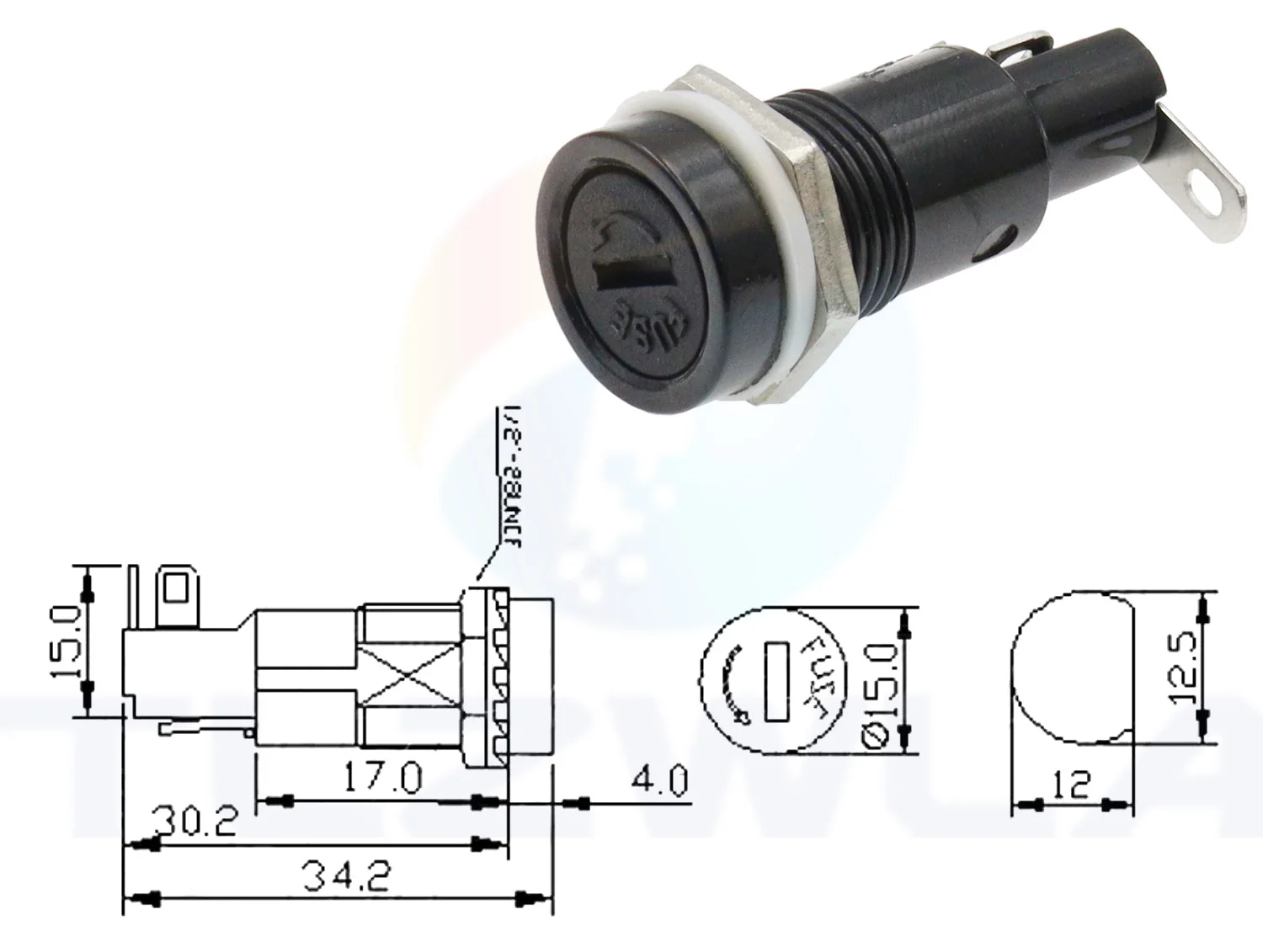 Description Picture 3 of item5PCS SCI R3-11 Panel Mount Chassis Fuse Holder For 5X20MM Glass Fuses 10A 250V 5*20 Holder Fuses