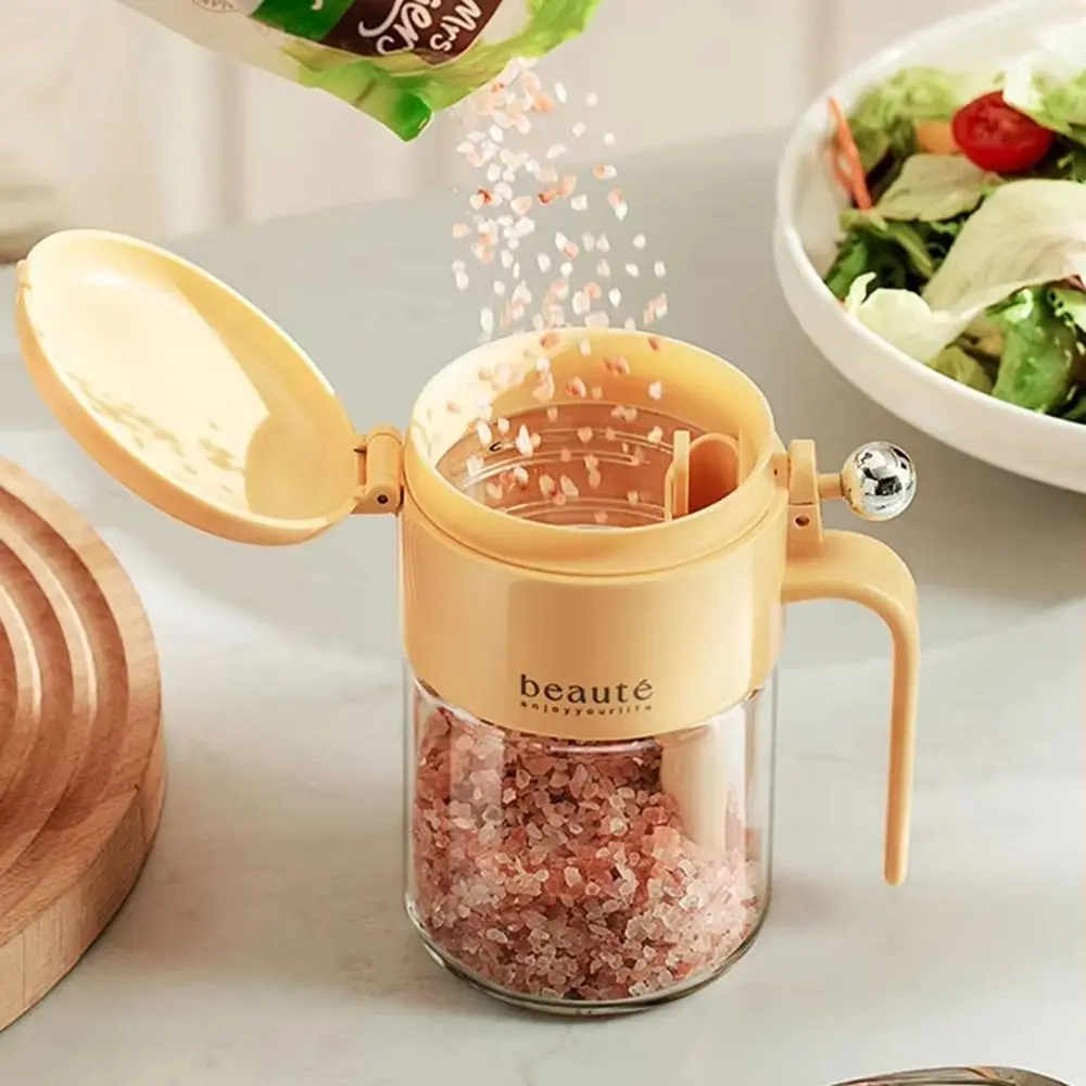 Description Picture 5 of itemSimple Glass Sealed Seasoning Jar Leak-proof Push-type Sugar and Salt Container with Spoon Lid Dustproof Spice Tank Restaurant