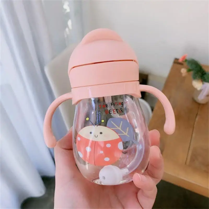 Baby Cartoon Bear Baby Bottles Portable Double Handle Infant Drop-proof Sippy Cup Drinking Cup With Scale Children