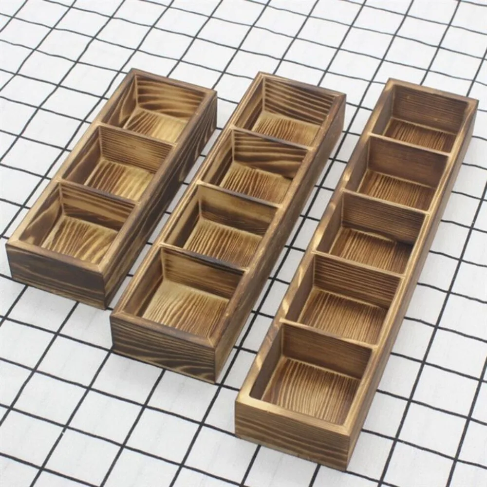 Solid Wood Retro Tea Bag Holder Desktop Creativity Exquisite Multi Compartment Storage Box Practical Simple