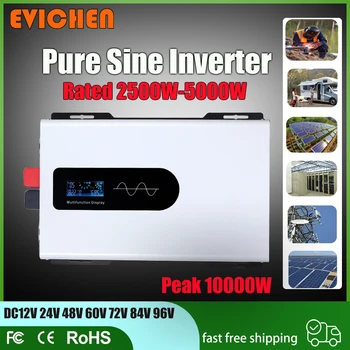 10KW 8KW 5KW 4KW Power Inverter Pure Sine Wave DC 12/24/48/60/72/84/96V to AC 110/120/220/230V-Vehicles RV Solar Panel System