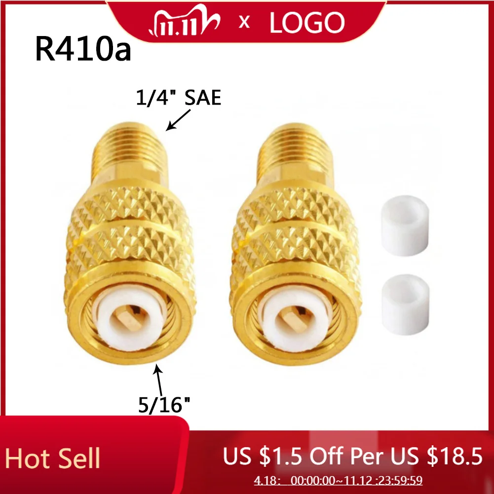 Латунные адаптеры R410a 2 шт. Женский переходник 5/16 дюйма SAE Male 1/4 для хладагента R22