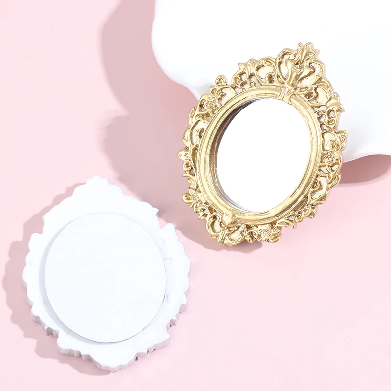1pc 1/12 Dollhouse Miniature Frame Accessories Furniture Miniature Mirror Wall Room Mirror Mini Classical Doll House Mirrors 4