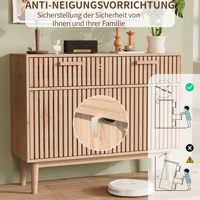 Anajqaqia Шкафы для гостиной, сервант, комод, с 2 дверцами и 2 ящиками для хранения, цвет дерева, 100×35×80 см — изображение 4