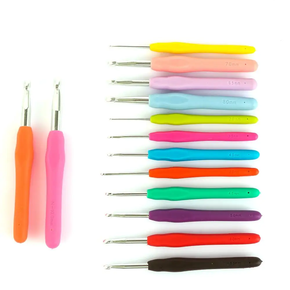

2,0-10 мм многоцветные мягкие рукоятки эргономичная ручка инструменты для рукоделия спицы для вязания крючком плетение пряжи алюминий
